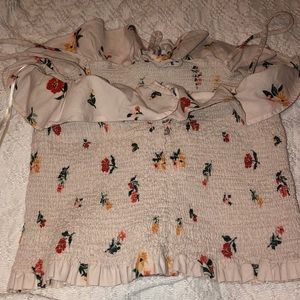 quarter buttoned flower blouse